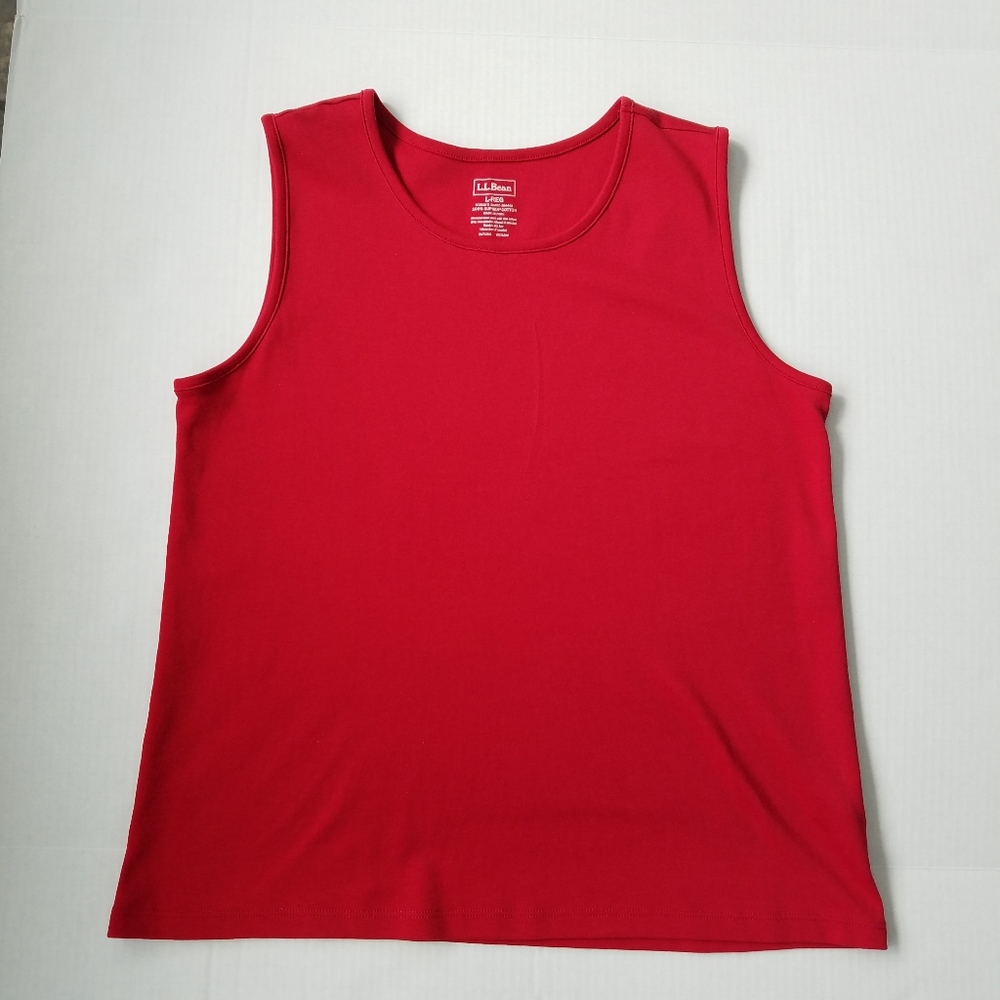 L.L. Bean Red Supima Cotton Tank Top sz LG